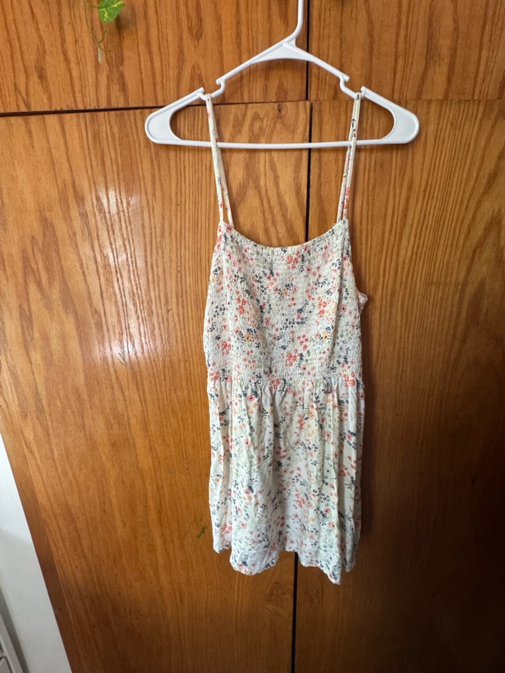 SO Cream Floral Spaghetti-Strap with Pink & Green Floral Top